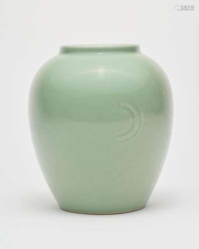 A celadon glazed ovoid jar Qianlong six-character seal mark