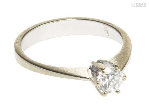 Bague solitaire sertie d'un diamant (env. 0,3 ct)<br />
Or g...