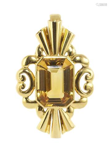 Pendentif serti d'une citrine taille rectangle (env. 10