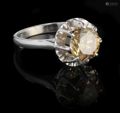 Bague solitaire sertie d'un diamant brun (env. 1,8 ct)<br />