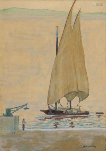 Albert Schmidt (1883-1970)<br />
Barque du Léman, huil