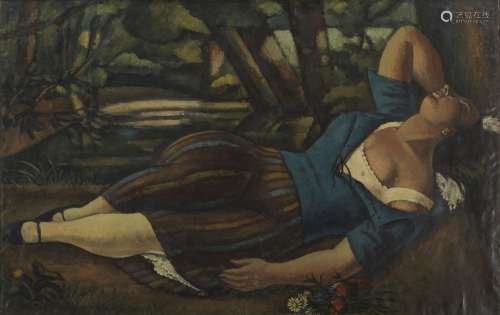 Emile Chambon (1905-1993)<br />
Dormeuse au bord de la