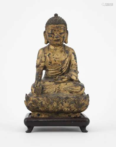 Bouddha assis sur une fleur de lotus, époque Edo