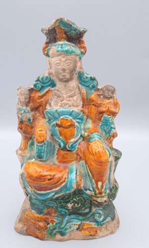 CHINE XIXe - Sujet en céramique partiellement émaillée