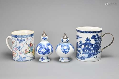 FOUR CHINESE PORCELAIN ITEMS, 18TH CENTURY. To include two s...