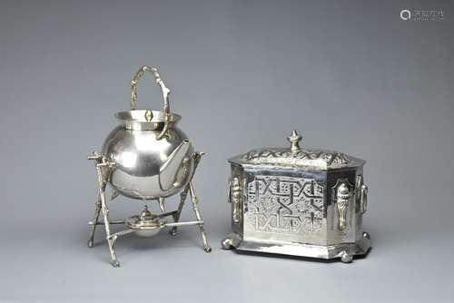 TWO SILVER PLATED ITEMS, 20TH CENTURY. To include a teapot w...