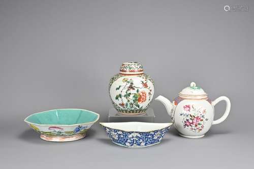 FOUR CHINESE PORCELAIN ITEMS, 18/20TH CENTURY. To include a ...