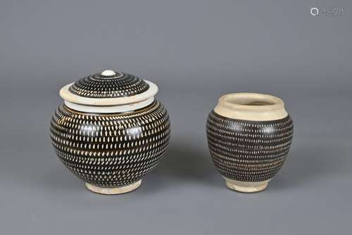 TWO CHINESE CIZHOU TYPE ROULETTED JARS, SONG DYNASTY STYLE. ...