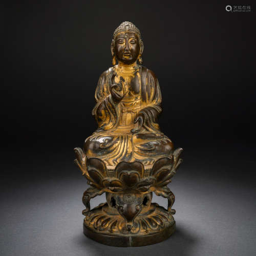 中国辽代 铜鎏金释迦牟尼佛坐像