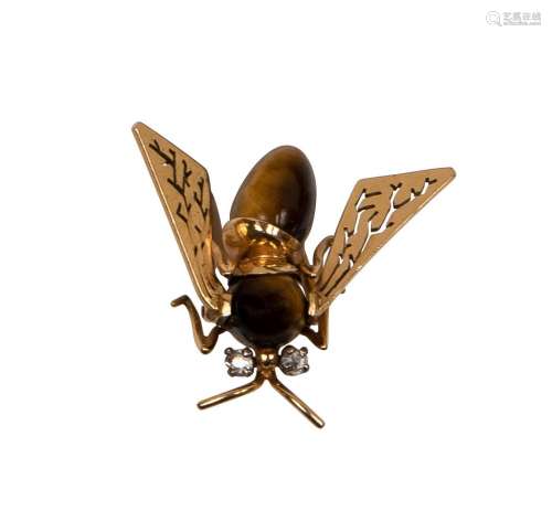 TRAVAIL FRANÇAIS
Broche clip abeille en or 750°/00,
cor