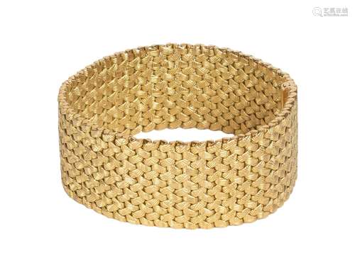 Large bracelet plat à glissière et maille paillasson, t