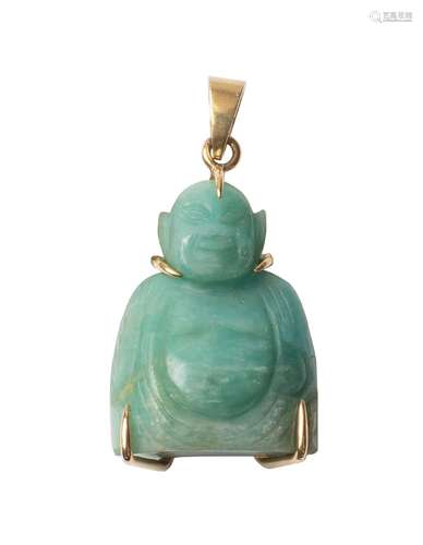 Pendentif Bouddha en jadéite,
monture or 750°/00
Poinço