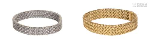 DEUX BRACELETS à glissière, maille paillasson tressé l'