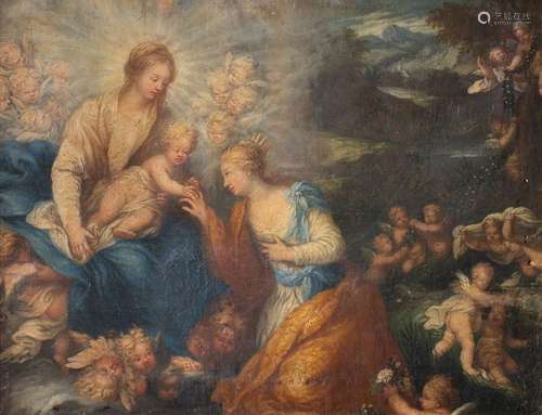 ÉCOLE DU XVIIe SIÈCLE
Vierge à l'enfant et Saint-Anne
H