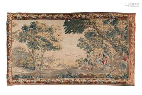 AUBUSSON, XVIIIe SIÈCLE
Large et rare tapisserie en lai