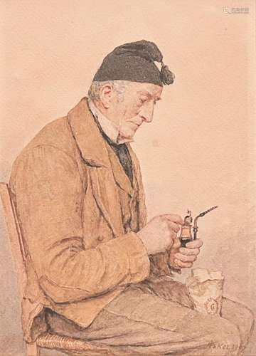 ALBERT ANKER (1831-1910)
Portrait de l'homme à la pipe,