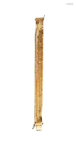 Bracelet à cinq rangs souples
style bambou en or jaune
