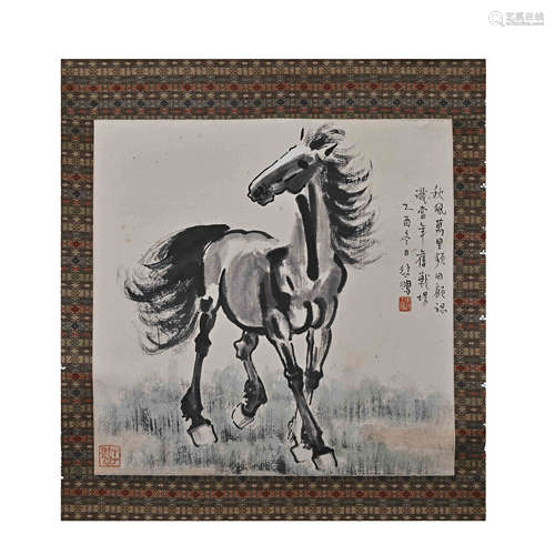 徐悲鴻精品（駿馬圖）紙本鏡片