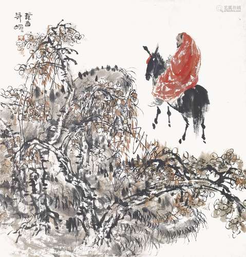 王明明 b.1952 骑驴图