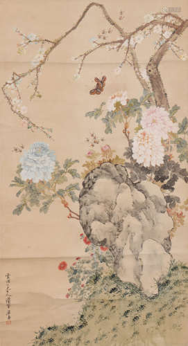 居廉 1828-1904 白梅花蝶