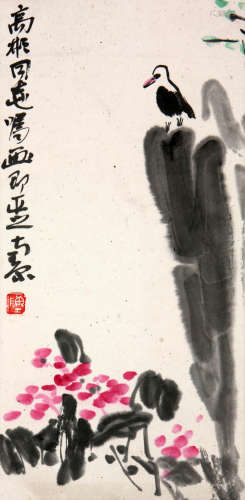 陈子庄 1913-1976 鸟石图