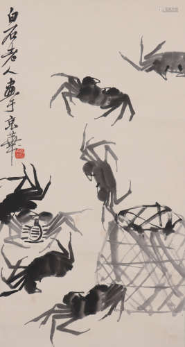 齐白石 1863-1957 墨蟹图