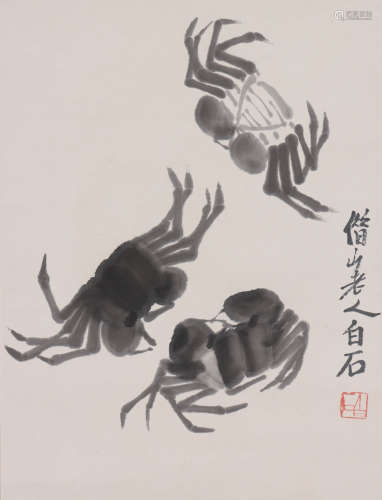 齐白石 1863-1957 三蟹图