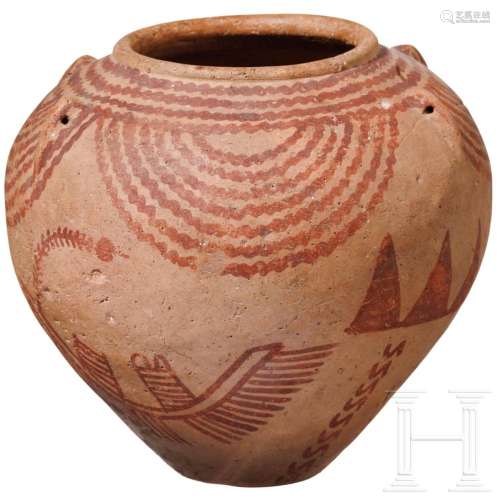 A pre-dynastic vessel with painting, Naqada II, 3500 - 3300 ...