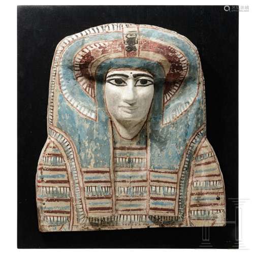 A large wood sarcophagus mask, Late Period, 664 - 332 B.C.