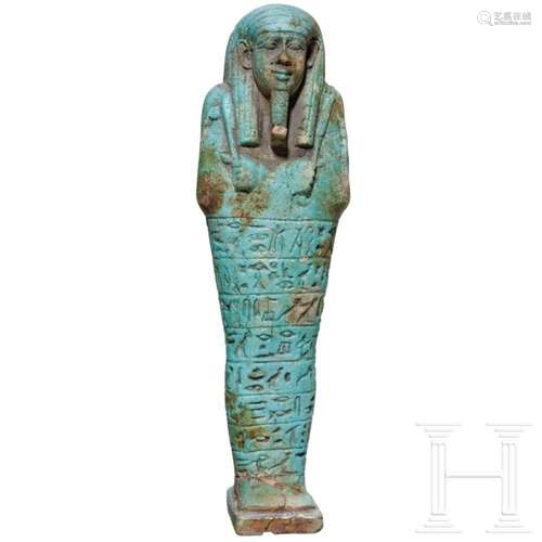 An ushabti made of faience, Late Period, mid-third of the 1s...