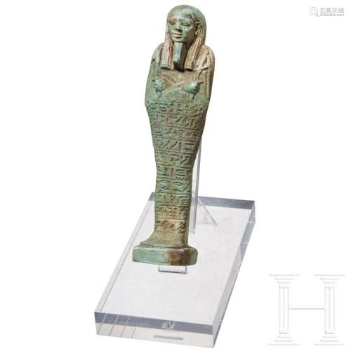 An ushabti made of faience, Late Period, mid-third of the 1s...