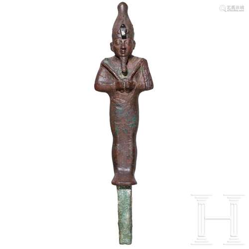 A bronze statuette of Osiris with crown of Upper Egypt, Late...