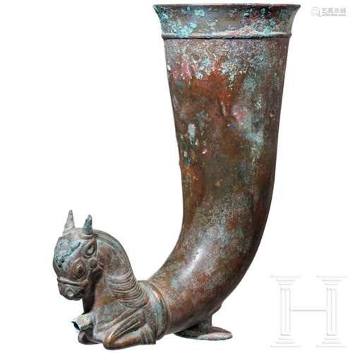 An Achaemenid bronze rhyton with horse head protome, 5th - 4...