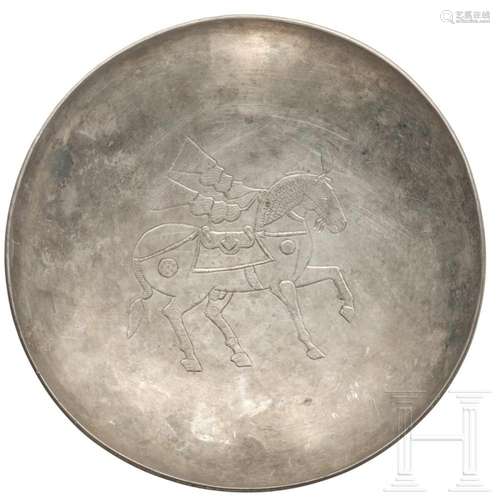 A Sasanian silver dish with depiction of a horse, 4th - 7th ...