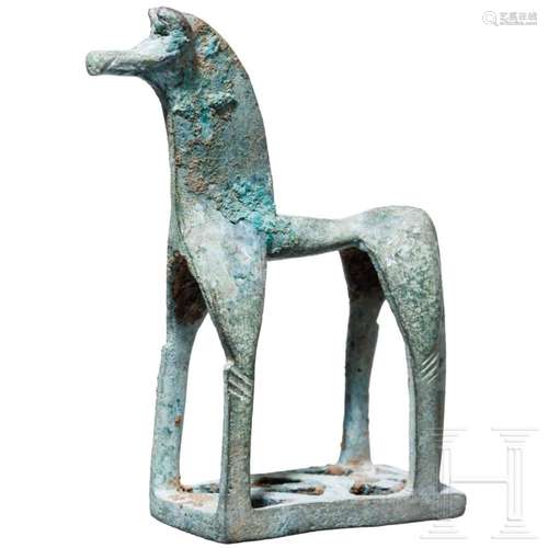 A Greek-geometric bronze horse statuette, 8th century B.C.