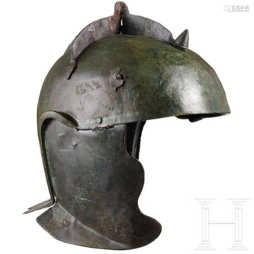 A Roman bronze helmet of the Niederbieber type, 3rd century ...