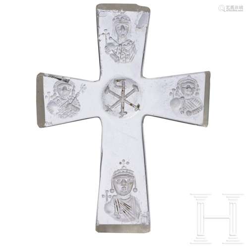 A Byzantine rock crystal cross with four emperors