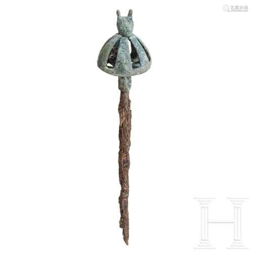 A Scythian stick attachment (rattle with animal head, probab...