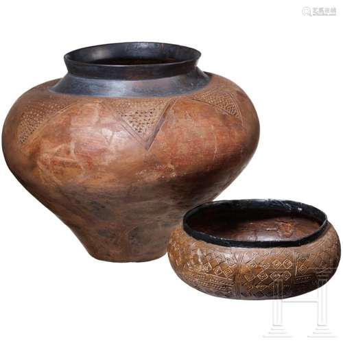 A "Kegelhals" pot and "Kragenrand" cup, ...