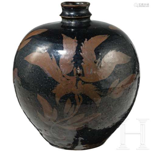 A rare Chinese russet-painted and black-glazed vase, probabl...