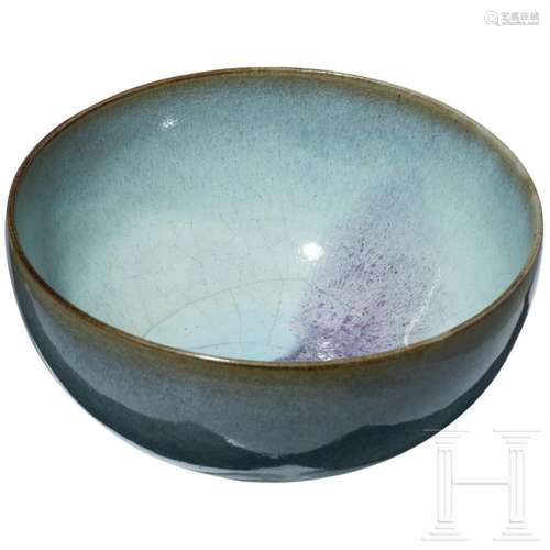 A Chinese purple splashed Jun ware bowl, probably Yuan Dynas...