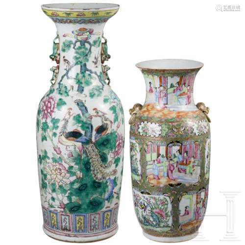 Two large famille rose vases, probably Guangxu period