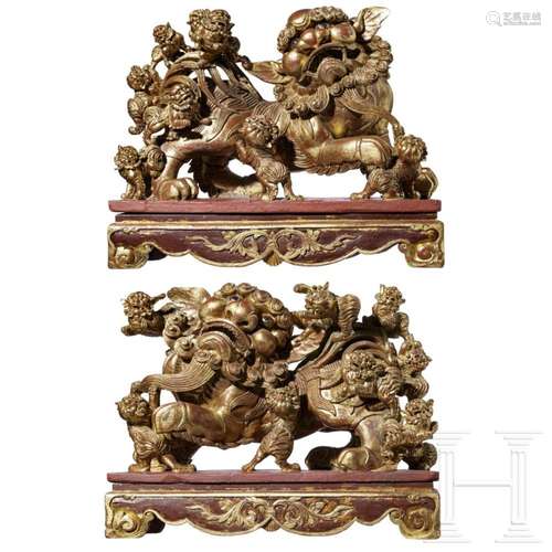 A pair of Chinese guardian lions, 18th/19th century