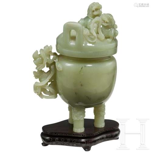 A Chinese jade incense burner, 20th century