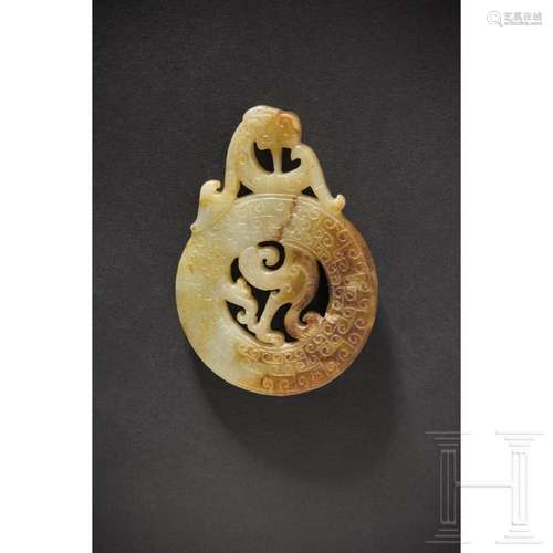 A Chinese jade pendant with phoenix, 20th century