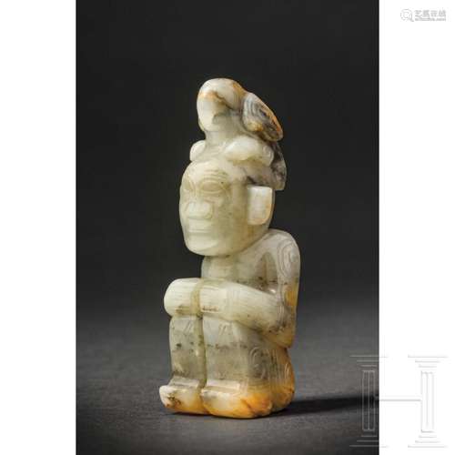 A Chinese jade carving "Man and Bird", 20th centur...