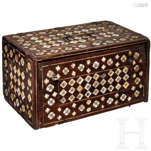 An Indian bone-inlaid cabinet casket, circa 1800