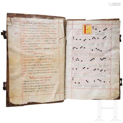 A Spanish massive handwritten choir book ("missal"...