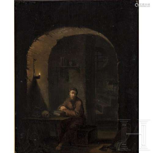 Gerard Dou (circle) - Hermit in a Cellar Vault, Dutch, Leide...