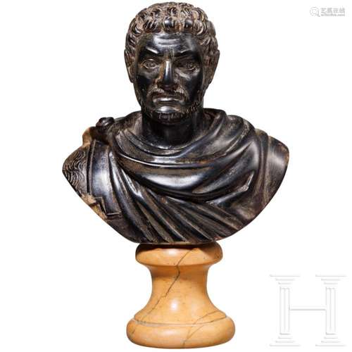 An Italian amber bust of Caracalla, late 17th century